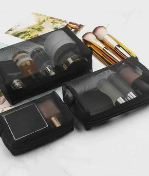 Transparante Mesh Make-up Tas met Rits - Organizer voor Cosmetica en Toiletartikelen