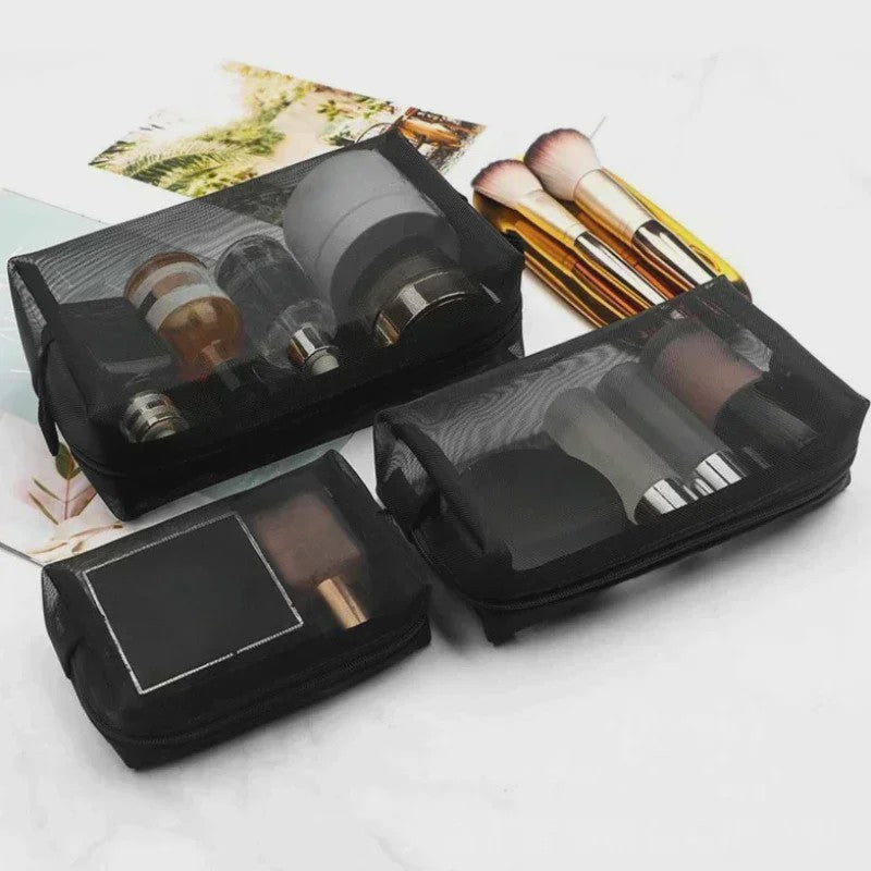 Transparante Mesh Make-up Tas met Rits - Organizer voor Cosmetica en Toiletartikelen