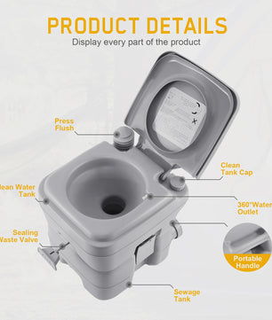 20L Draagbaar Camping Toilet - Mobiel Reis Toilet voor Buiten, Ouderen & Zwangeren
