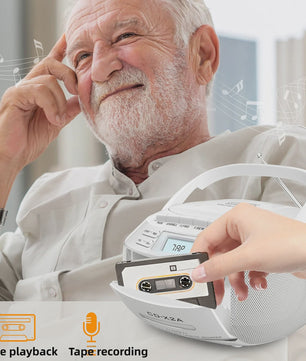 Draagbare CD-speler met Bluetooth, Cassetterecorder & USB - Stereo voor Thuis & Onderweg
