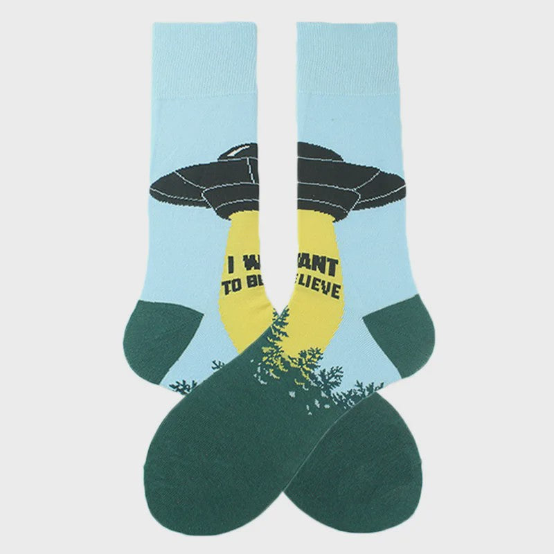 Unisex Happy Socks met Vrolijke Ontwerpen: Dinosaurus, Alien, Haai & Meer