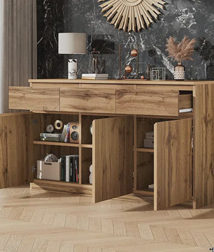 Houten Sideboard met 3 Deuren en 3 Lades - 135x40x81 cm