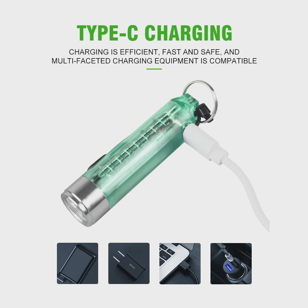 Compacte LED Sleutelhanger Zaklamp - USB Oplaadbaar, Multifunctioneel