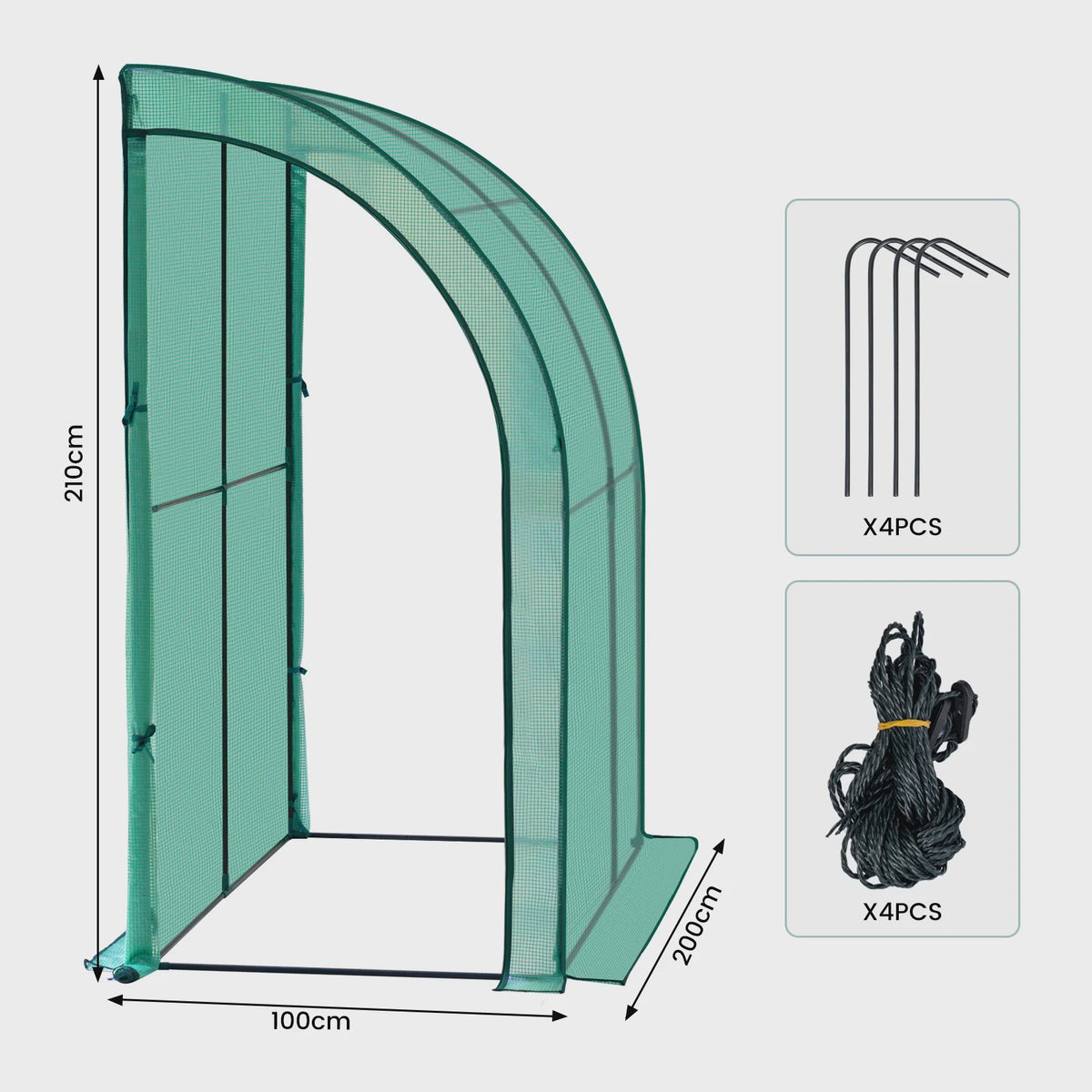 WOLTU Folie Kas Leunend 200x210x100cm - PE Tarpaulin met Roldeuren