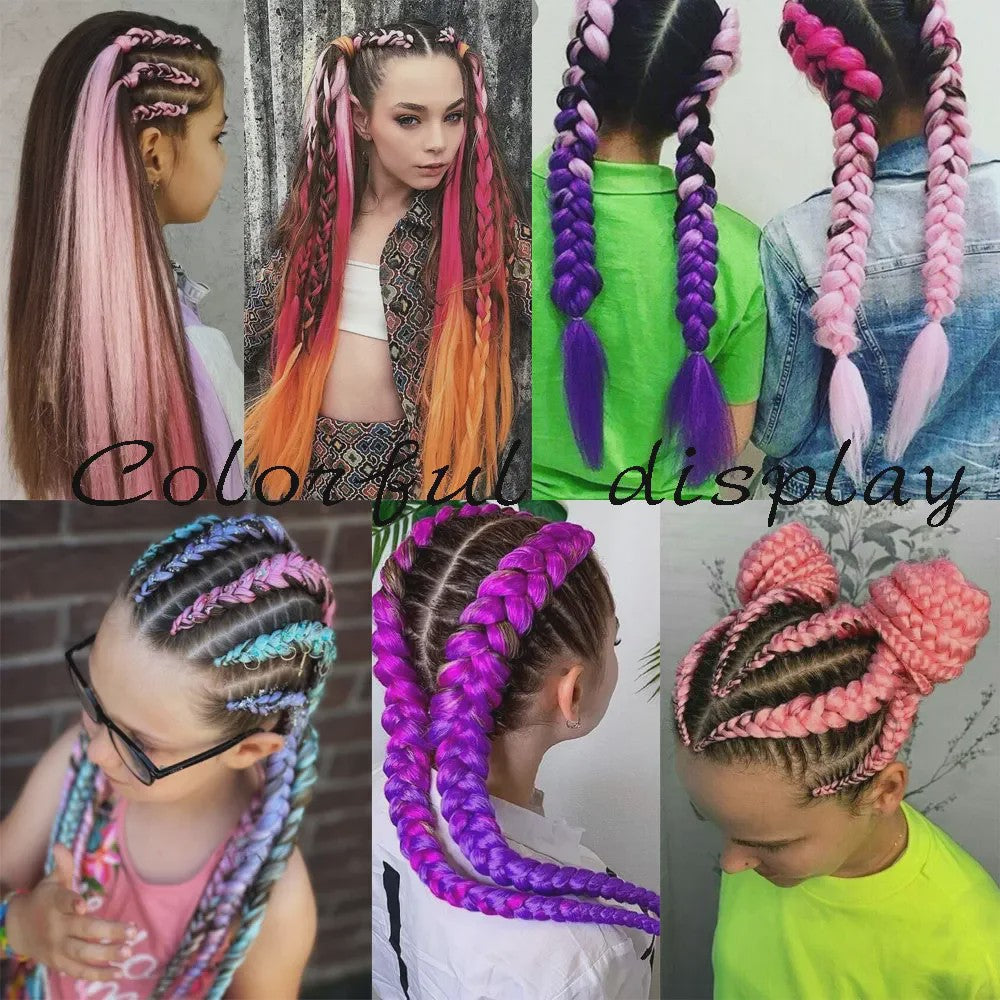 24 Inch Jumbo Braids Haarverlenging - Synthetisch Vlecht Haar in Kleurrijke Tinten
