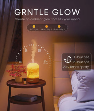 Luxe Glazen Aroma Diffuser met Nachtlampje - 100ml Ultrasone Luchtbevochtiger