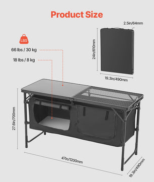 Aluminium Camping Keukentafel - Lichtgewicht & Draagbaar Kookstation voor Outdoor BBQ, Picknick & RV