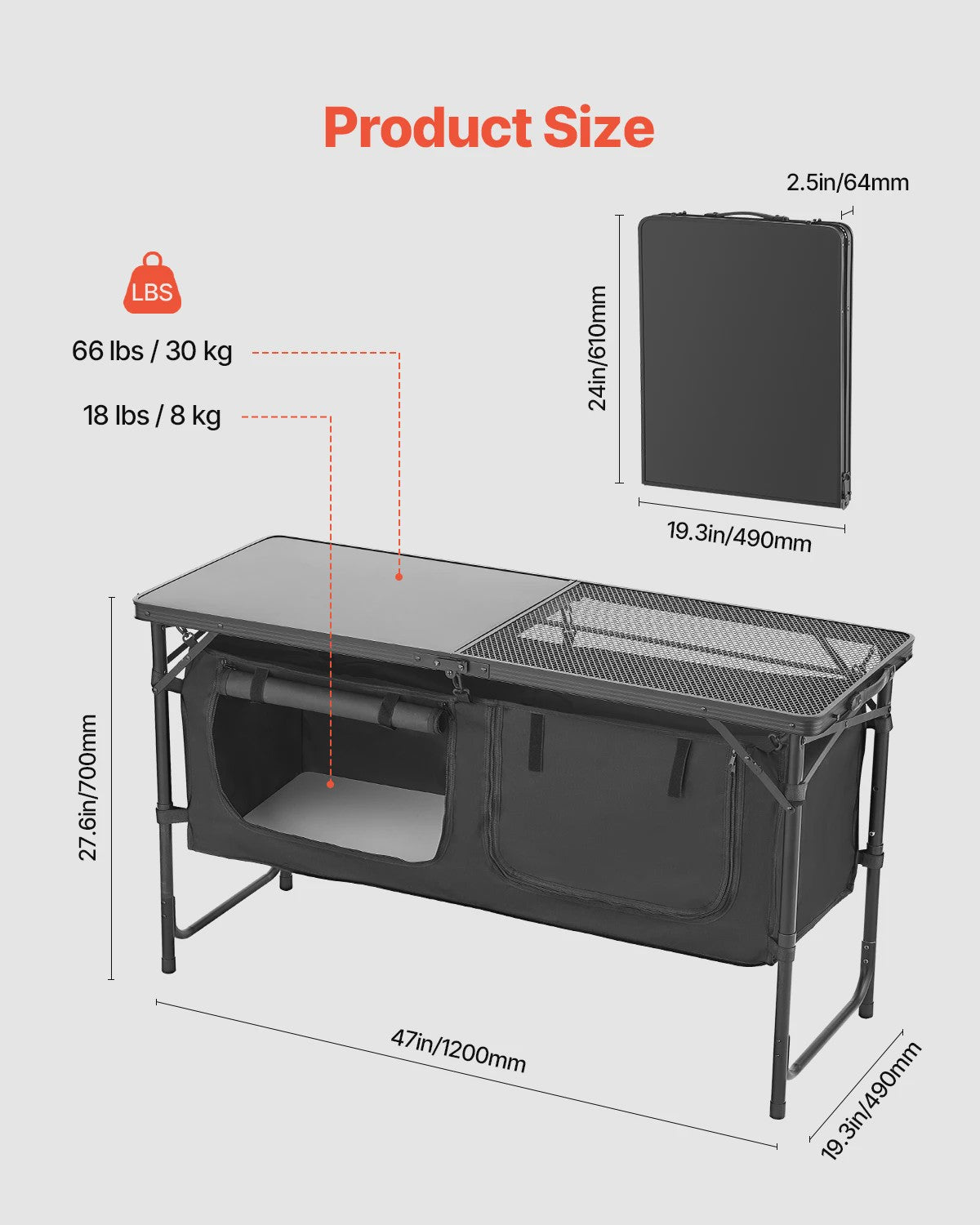 Aluminium Camping Keukentafel - Lichtgewicht & Draagbaar Kookstation voor Outdoor BBQ, Picknick & RV