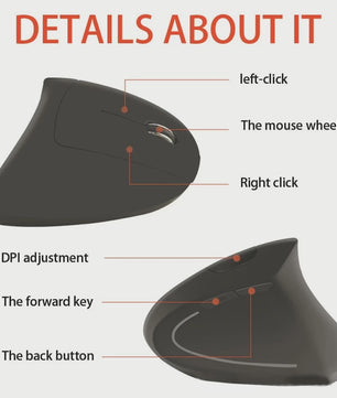 Ergonomische Verticale Draadloze Muis - Oplaadbaar & Draagbaar voor PC/Laptop