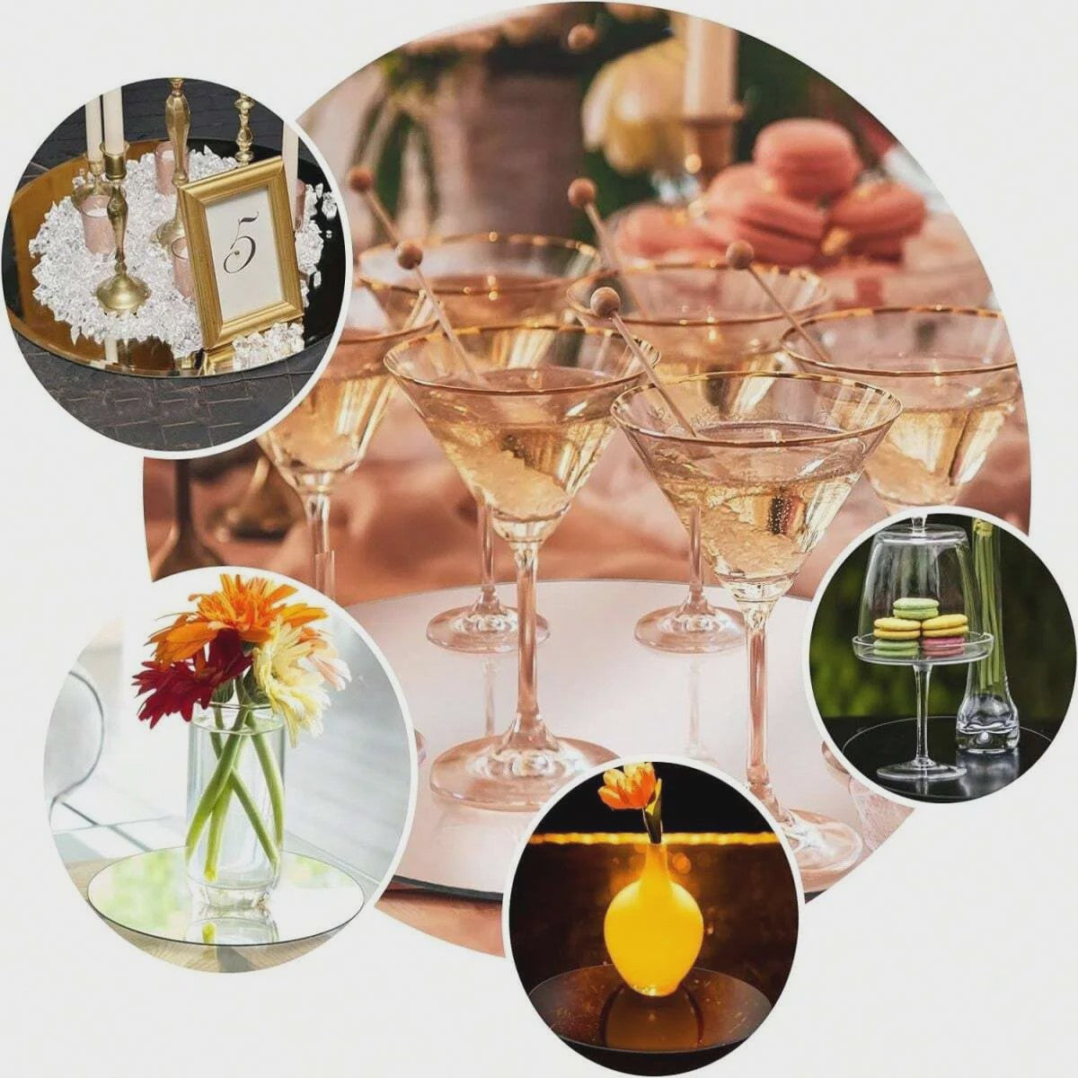 Set van 6 Ronde Acryl Spiegel Schijven - Decoratieve Tafel & Wanddecoratie