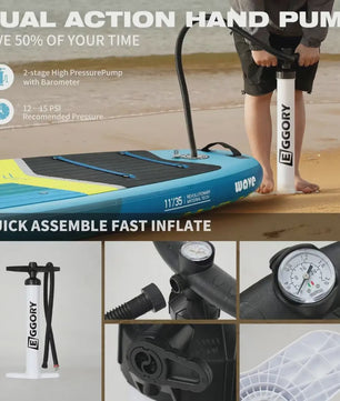 GENREEN Ultra-Licht Opblaasbaar SUP Board 335cm - 200kg Capaciteit - Complete Set