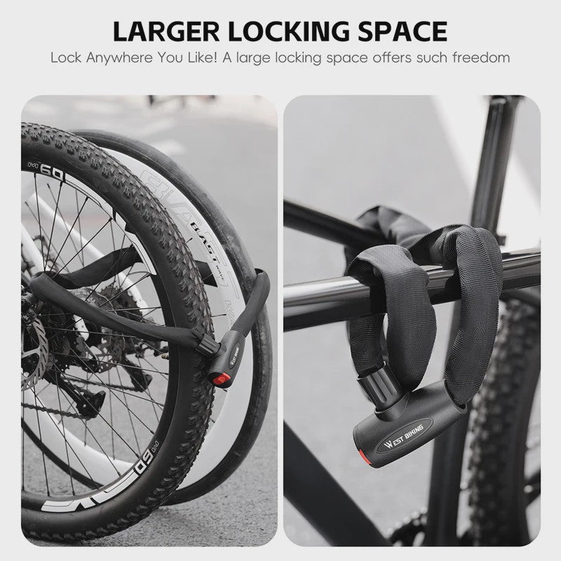 WEST BIKING Anti-diefstal Fietsketting Slot - Robuust & Veilig met 2 Sleutels