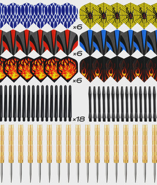Compleet 18-delig IJzeren Dartpijl Set met 36 Vleugels en 36 Shafts