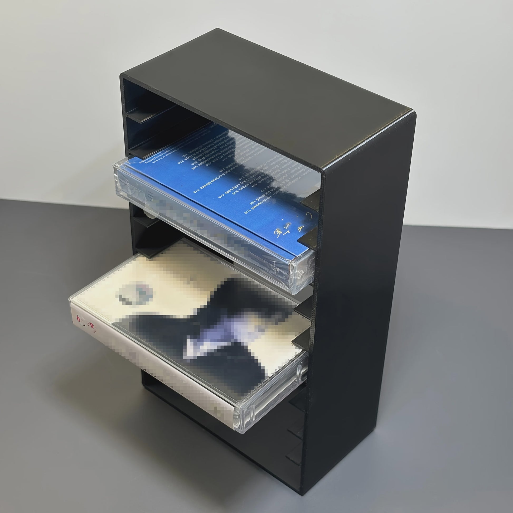Zwarte Cassette Tape Opbergrek - 10 Vakken - Duurzaam Plastic