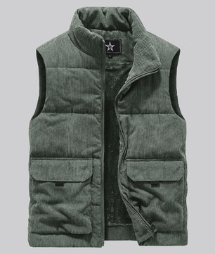 Herfst/Winter Heren Fleece Vest - Warm & Stijlvol Corduroy Gilet met Opstaande Kraag