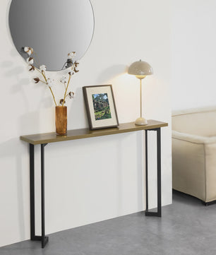 Vintage Console Tafel Metaal & Hout-Look - Smalle Hal Tafel