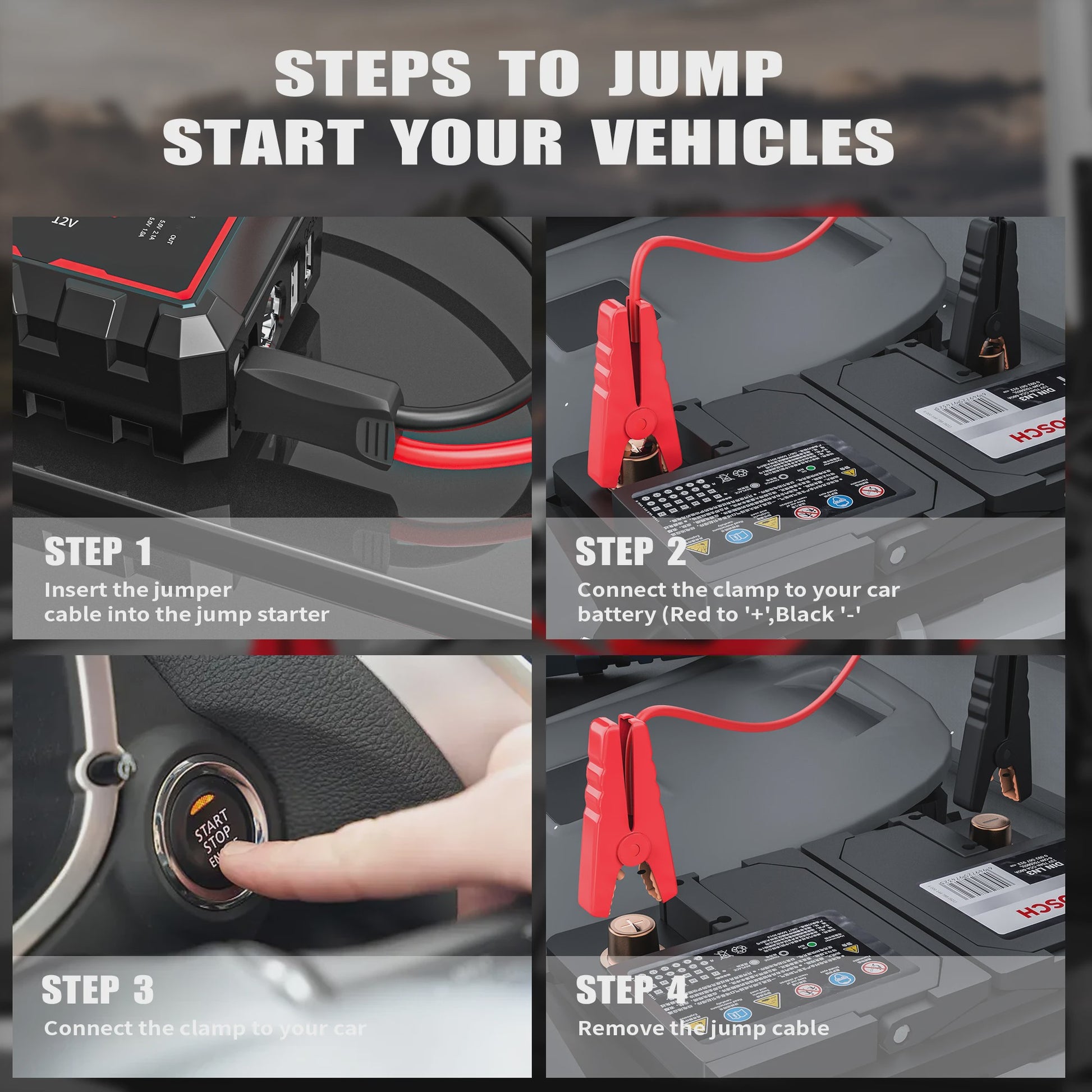 AntPower 12000mAh Jump Starter 1600A - Noodstroom & Powerbank voor 12V Voertuigen