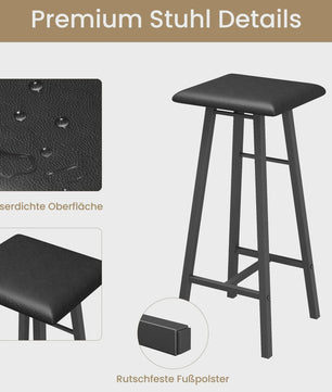 3-delige Bartafel Set met 2 Krukken en Opbergruimte - Compact Keukenmeubel