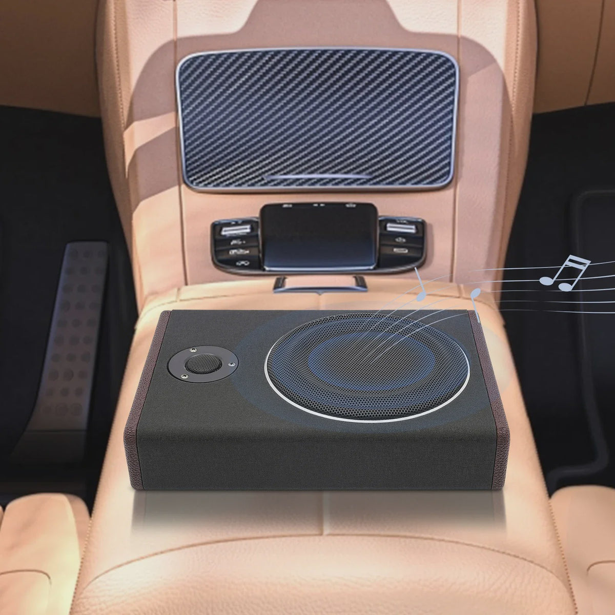 Ultra Slim 8-Inch Actieve Auto Subwoofer - Compacte Bass Audio met 600W Vermogen (12V)