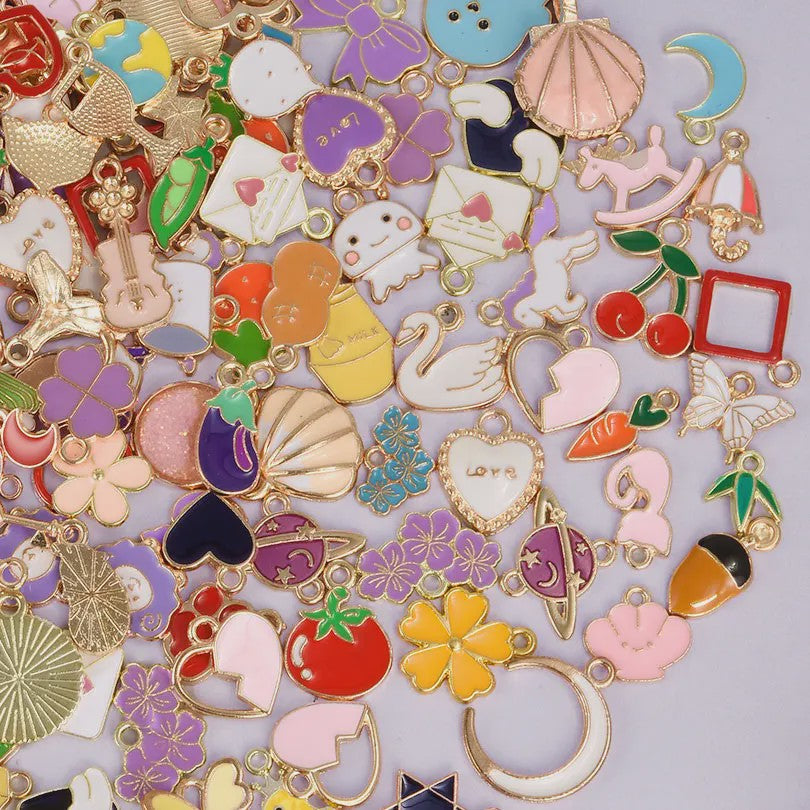 Grote Mix Bedeltjes (30/60/100 stuks) - Enamel & Drip Oil - Voor Sieraden Maken