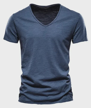 Heren T-shirt van 100% Katoen met V-hals - Dun & Kort Gebreid - Maten S-5XL