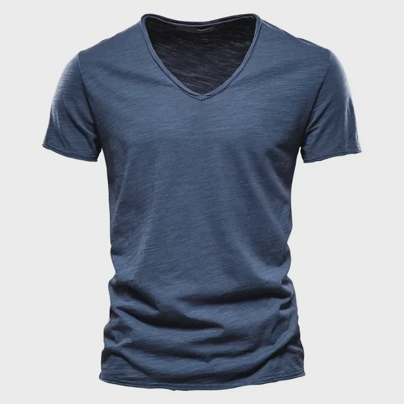 Heren T-shirt van 100% Katoen met V-hals - Dun & Kort Gebreid - Maten S-5XL