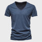 Heren T-shirt van 100% Katoen met V-hals - Dun & Kort Gebreid - Maten S-5XL