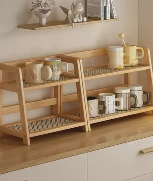2-Laags Bamboe Opbergrek - Stijlvolle Organizer voor Keuken, Tafel & Appartement