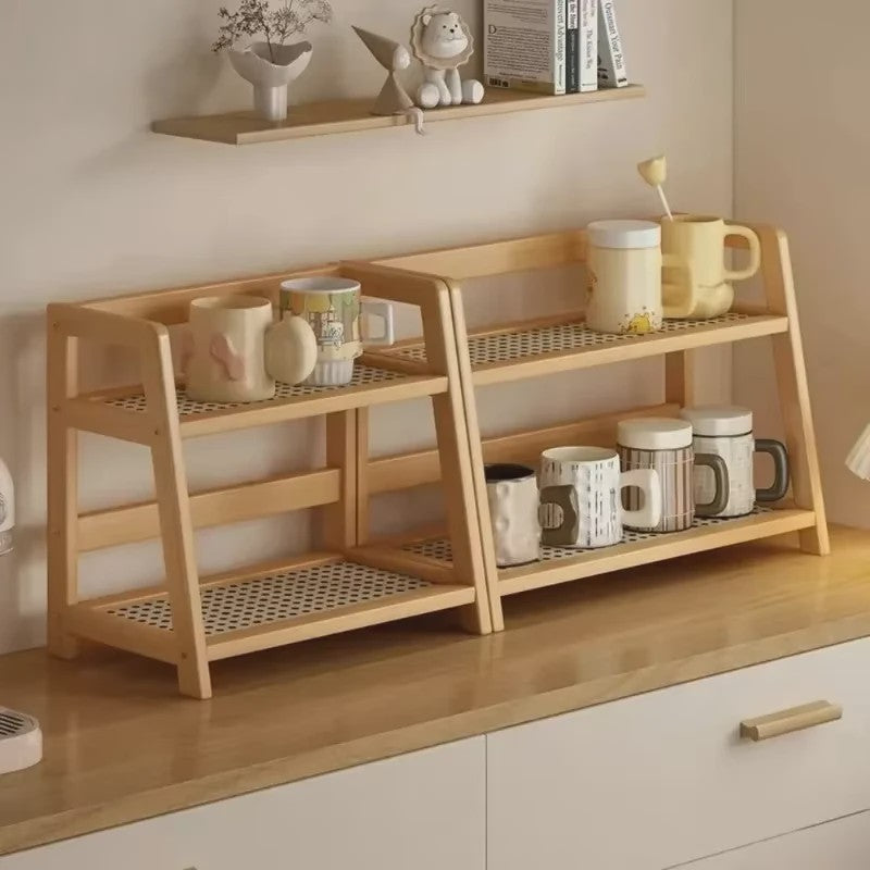 2-Laags Bamboe Opbergrek - Stijlvolle Organizer voor Keuken, Tafel & Appartement