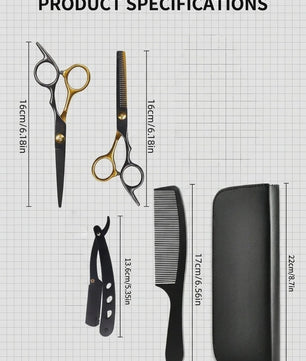 Professionele Haarstyling Set: Kappersscharen, Kammen, Scheermes & Opbergkoffer