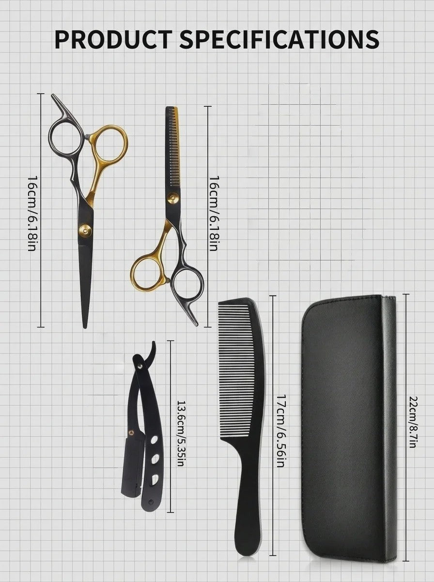 Professionele Haarstyling Set: Kappersscharen, Kammen, Scheermes & Opbergkoffer