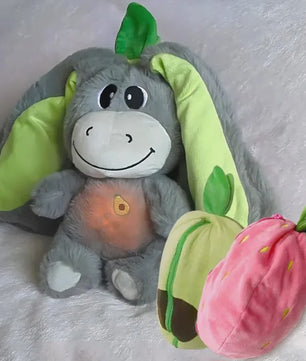 Aardbei Ezel Pluche Knuffel - Veranderbaar & Slaap Poppetje (30cm) - Kinder Cadeau
