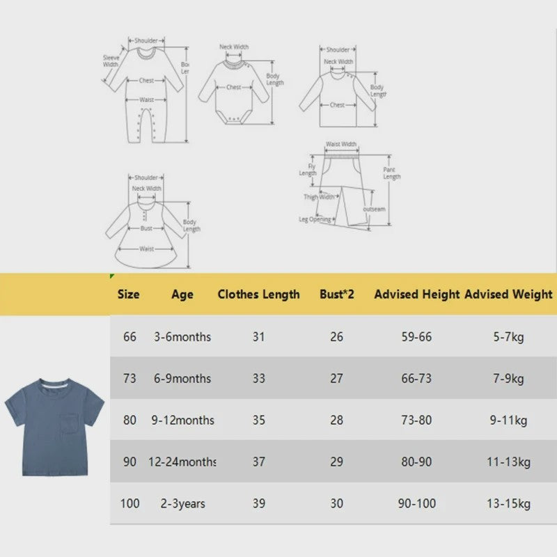 Zomer T-shirt Bamboe Vezel voor Baby Jongens & Meisjes - Kortmouw, Ronde Hals