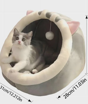 Schattig Cartoon Katten- en Hondenhok - Opvouwbaar, Wasbaar & Comfortabel Slaapbed