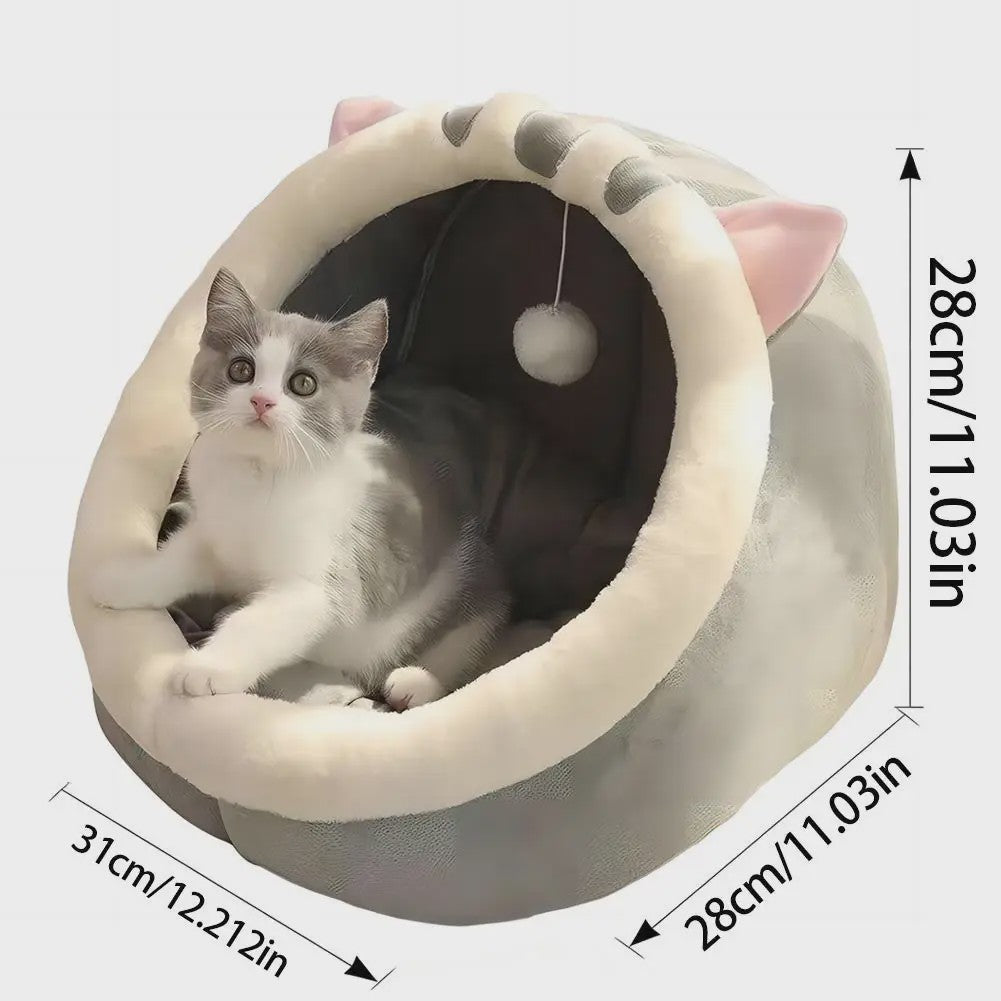 Schattig Cartoon Katten- en Hondenhok - Opvouwbaar, Wasbaar & Comfortabel Slaapbed