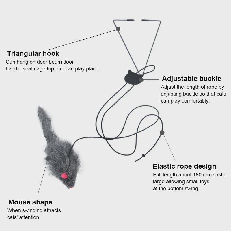 Interactief Katten Speelgoed Muis - Hangend Deur Speeltje met Veertje
