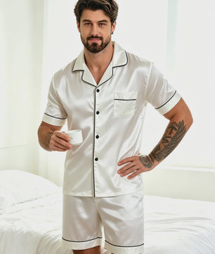 Heren Zomer Pyjama Set Korte Mouw - Zacht & Comfortabel Nachtkleding en Loungewear