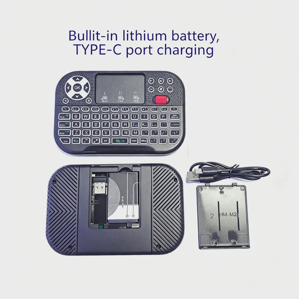 Mini Draadloos Toetsenbord met Touchpad, Scroll Wheel & 8 Kleuren Backlit - Dual Mode BT/2.4G Air Mouse Remote