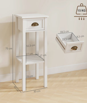 Set van 2 Nachtkastjes met Lade en Plank - Wit, 30x30x75 cm