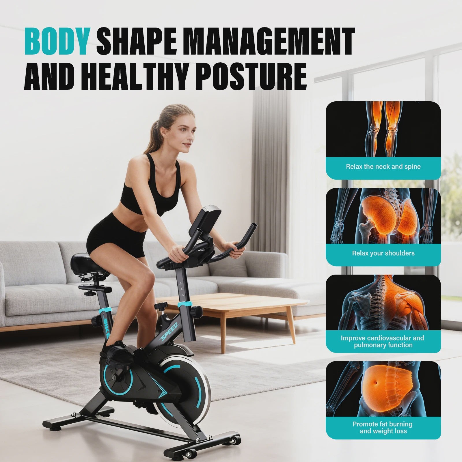 Indoor Spinning Fiets met App Connectie & LCD Display - Ultra Stil & Verstelbare Weerstand