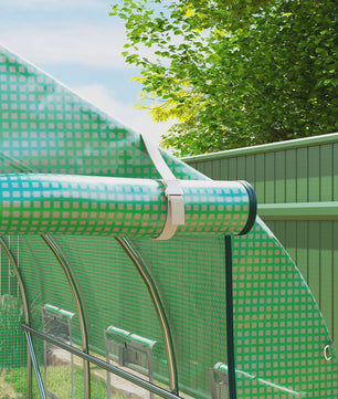 Outsunny Tunnel Kas 5,75 m² - Groen - Met Deur & 6 Rolramen - 295x195x196 cm