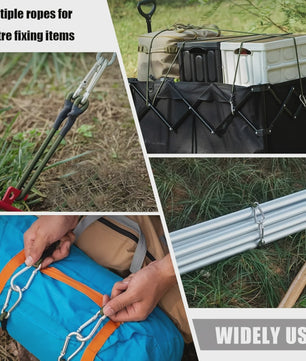 2x Elastisch Touw met Aluminium Haak - 8mm Schokabsorberend Bindtouw voor Outdoor & Camping