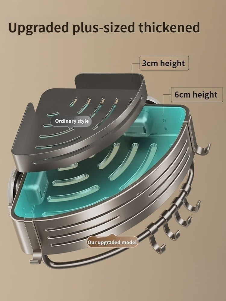Aluminium Hoekplank Badkamer met Sterke Zuignap - Perforatievrije Wandmontage