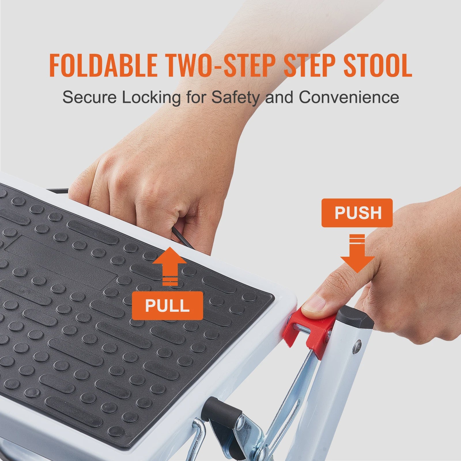 Opvouwbare 2-treden trapkruk met anti-slip pedalen en hoge draagkracht (150 kg)
