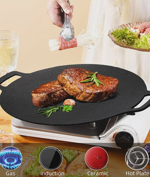 KOSUN Grillpan Rond Non-stick Maifan Steen - Indoor/Outdoor BBQ, Gas & Inductie