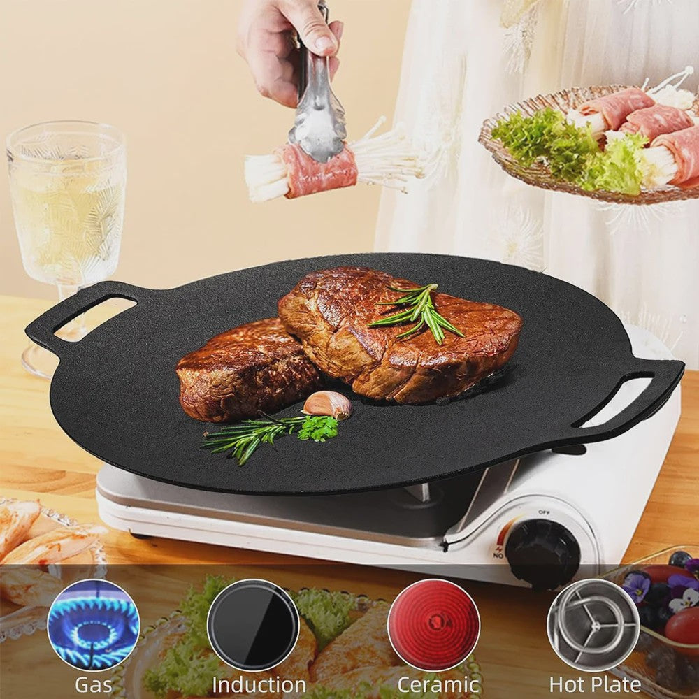 KOSUN Grillpan Rond Non-stick Maifan Steen - Indoor/Outdoor BBQ, Gas & Inductie