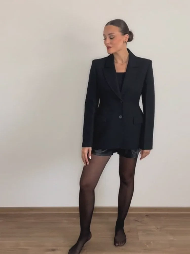 Chique Dames Blazer met Schoudervullingen en Split – Lente 2025 Collectie