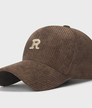 Corduroy Baseballpet met 3D Geborduurde 'R' - Stijlvolle Pet voor Herfst & Winter