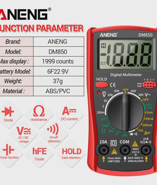 ANENG DM850 Digitale Multimeter - Professionele Spannings- en Stroomtester