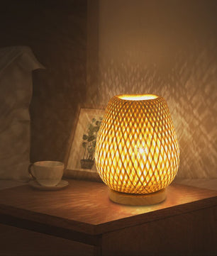 Japanse Bamboe Boeklamp - Minimalistische Sfeerverlichting voor Bureau en Nachtkastje